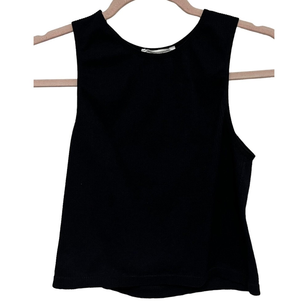 Hippie Rose Black Ribbed Cropped Tank Top Womens Sz XL Sleeveless Crop Top Tank